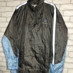 Disney Parks Packable Rain Jacket Size M/L Blue Gray Vented Pullover